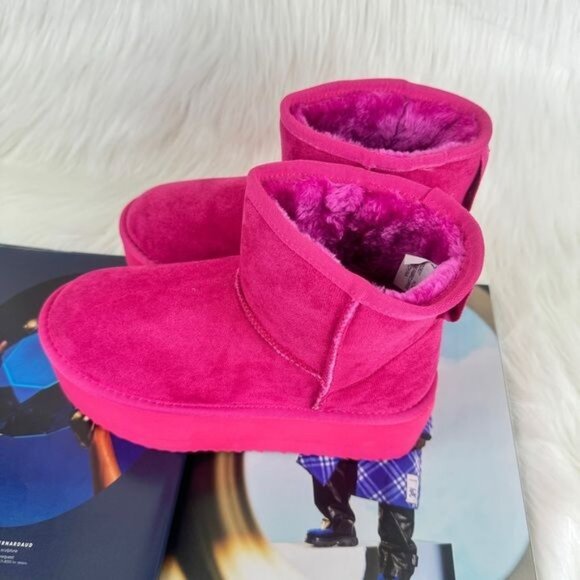Cape Robbin Robbin Girl Pink Nomel Plush Platform Winter Ankle Boots Bootie - Picture 4 of 10